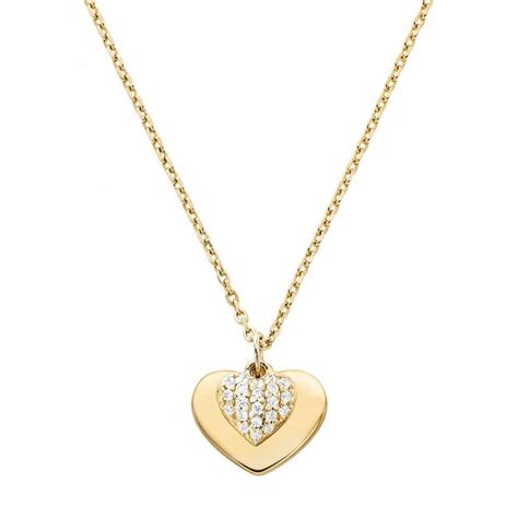 michael kors gold heart necklace|michael kors sterling silver necklace.